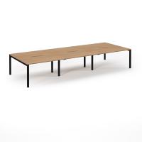 Connex Scalloped 4200 x 1600 x 725mm Back to Back Desk ( 6 x 1400mm ) - Black Frame / Beech Top