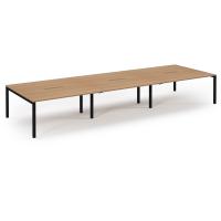 Connex Scalloped 4800 x 1600 x 725mm Back to Back Desk ( 6 x 1600mm ) - Black Frame / Beech Top