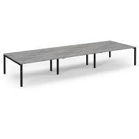 Connex Scalloped 4800 x 1600 x 725mm Back to Back Desk ( 6 x 1600mm ) - Black Frame / grey Oak Top