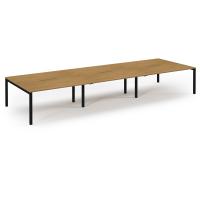 Connex Scalloped 4800 x 1600 x 725mm Back to Back Desk ( 6 x 1600mm ) - Black Frame / Oak Top