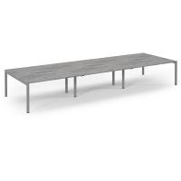 Connex Scalloped 4800 x 1600 x 725mm Back to Back Desk ( 6 x 1600mm ) - Silver Frame / grey Oak Top