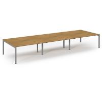 Connex Scalloped 4800 x 1600 x 725mm Back to Back Desk ( 6 x 1600mm ) - Silver Frame / Oak Top