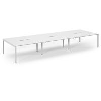 Connex Scalloped 4800 x 1600 x 725mm Back to Back Desk ( 6 x 1600mm ) - White Frame / White Top