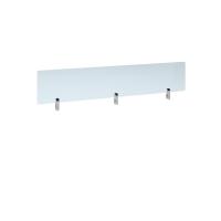 Desktop clear acrylic screen topper with white brackets 1600mm wide