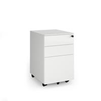 Steel 3 drawer wide mobile pedestal - white