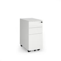 Steel 3 drawer narrow mobile pedestal - white