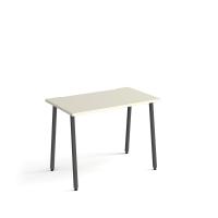 Sparta straight desk 1000mm x 600mm with A-frame legs - charcoal frame, white top