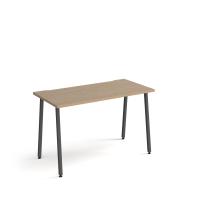 Sparta straight desk 1200mm x 600mm with A-frame legs - charcoal frame, oak top