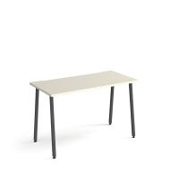 Sparta straight desk 1200mm x 600mm with A-frame legs - charcoal frame, white top