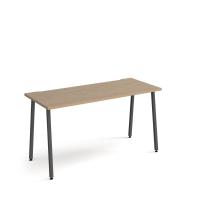 Sparta straight desk 1400mm x 600mm with A-frame legs - charcoal frame, oak top
