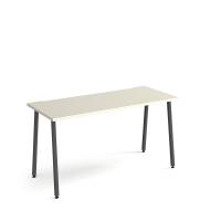 Sparta straight desk 1400mm x 600mm with A-frame legs - charcoal frame, white top