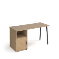 Sparta straight desk 1400mm x 600mm with A-frame leg and support pedestal with cupboard door