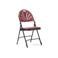 Spira steel folding chair with burgundy fabric seat and matching back - 4 Units per box