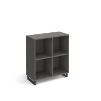 Sparta cube storage unit 950mm high with 4 open boxes and charcoal A-frame legs - grey