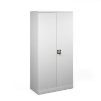 Steel contract cupboard with 3 shelves 1830mm high - light grey