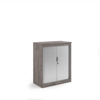Systems horizontal tambour door cupboard 1200mm high - Grey Oak