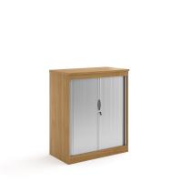 Systems horizontal tambour door cupboard 1200mm high - oak