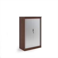 Systems horizontal tambour door cupboard 1600mm high - Walnut