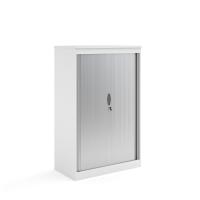 Systems horizontal tambour door cupboard 1600mm high - white
