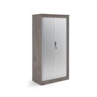 Systems horizontal tambour door cupboard 2000mm high - Grey Oak