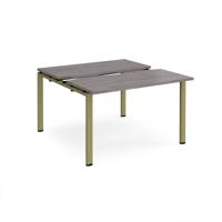 Adapt sliding top back to back desks 1200mm x 1200mm - green frame, grey oak top