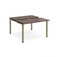 Adapt sliding top back to back desks 1200mm x 1200mm - green frame, walnut top