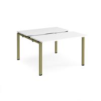Adapt sliding top back to back desks 1200mm x 1200mm - green frame, white top