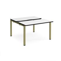 Adapt sliding top back to back desks 1200mm x 1200mm - green frame, white top, black edge