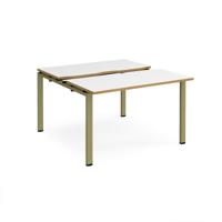 Adapt sliding top back to back desks 1200mm x 1200mm - green frame, white top, oak edge