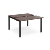 Adapt sliding top back to back desks 1200mm x 1200mm - black frame, walnut top