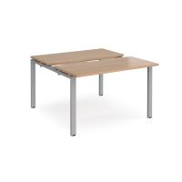 Adapt sliding top back to back desks 1200mm x 1200mm - silver frame, beech top