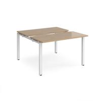 Adapt sliding top back to back desks 1200mm x 1200mm - white frame, kendal oak top