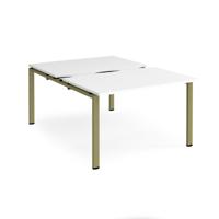 Adapt sliding top back to back desks 1200mm x 1600mm - green frame, white top