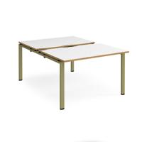 Adapt sliding top back to back desks 1200mm x 1600mm - green frame, white top, oak edge