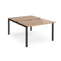 Adapt sliding top back to back desks 1200mm x 1600mm - black frame, beech top