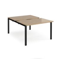 Adapt sliding top back to back desks 1200mm x 1600mm - black frame, kendal oak top