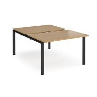 Adapt sliding top back to back desks 1200mm x 1600mm - black frame, oak top
