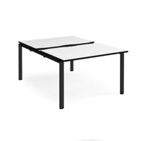 Adapt sliding top back to back desks 1200mm x 1600mm - black frame, white top, black edge