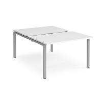 Adapt sliding top back to back desks 1200mm x 1600mm - silver frame, white top