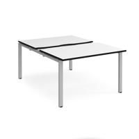 Adapt sliding top back to back desks 1200mm x 1600mm - silver frame, white top, black edge