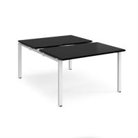 Adapt sliding top back to back desks 1200mm x 1600mm - white frame, black top