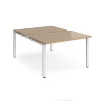 Adapt sliding top back to back desks 1200mm x 1600mm - white frame, kendal oak top