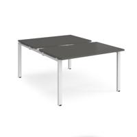 Adapt sliding top back to back desks 1200mm x 1600mm - white frame, storm grey top