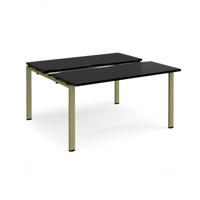 Adapt sliding top back to back desks 1400mm x 1200mm - green frame, black top