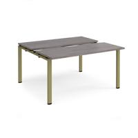 Adapt sliding top back to back desks 1400mm x 1200mm - green frame, grey oak top