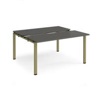 Adapt sliding top back to back desks 1400mm x 1200mm - green frame, storm grey top