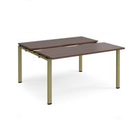 Adapt sliding top back to back desks 1400mm x 1200mm - green frame, walnut top