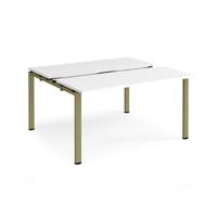 Adapt sliding top back to back desks 1400mm x 1200mm - green frame, white top