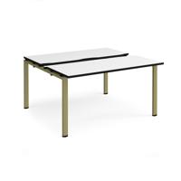 Adapt sliding top back to back desks 1400mm x 1200mm - green frame, white top, black edge