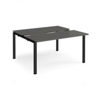 Adapt sliding top back to back desks 1400mm x 1200mm - black frame, storm grey top